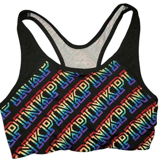 PINK Victoria's Secret Other - Victoria's Secret Pink Rainbow Pink Word Sports bra S (small)